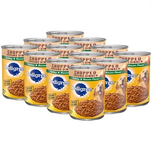 Pedigree Chopped Ground Dinner Turkey & Bacon Flavor Adult Canned Wet Dog Food, 13.2-oz, case of 12