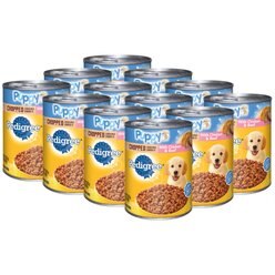 Pedigree Chopped Ground Dinner with Chicken & Beef Puppy Canned Wet Dog Food, 13.2-oz, case of 12