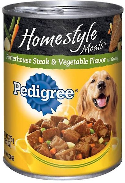 Discontinued PEDIGREE Homestyle Meals Porterhouse Steak Vegetable Flavor in Gravy Canned Dog Food 13.2 oz case of 12 Chewy