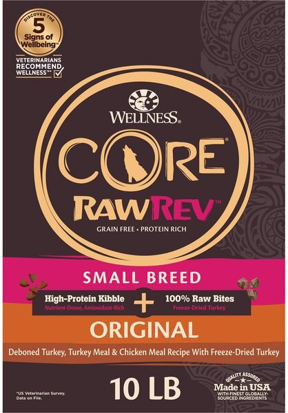 Wellness CORE RawRev Grain-Free Small Breed Original Recipe with Freeze Dried Turkey Dry Dog Food, 10-lb bag slide 1 of 8