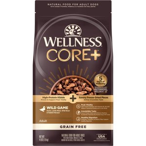 Wellness CORE RawRev Grain-Free Wild Game Recipe with Freeze Dried Lamb Dry Dog Food, 4-lb bag