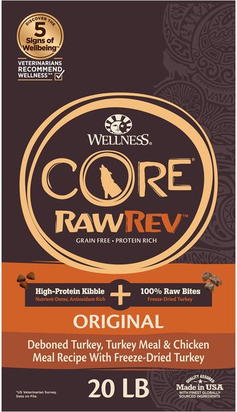 Wellness CORE RawRev Grain-Free Original Recipe with Freeze-Dried Turkey Dry Dog Food, 20-lb bag slide 1 of 8