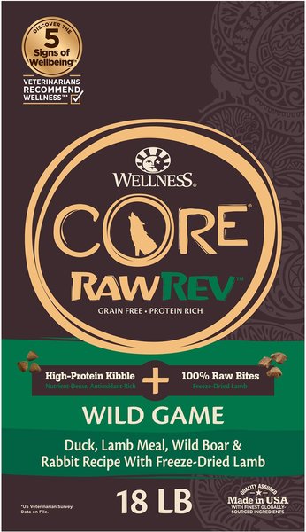 Wellness CORE RawRev Grain-Free Wild Game Recipe with Freeze Dried Lamb Dry Dog Food, 18-lb bag slide 1 of 8
