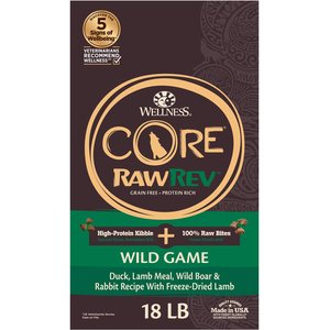Wellness CORE RawRev Grain-Free Wild Game Recipe with Freeze-Dried Lamb Dry Dog Food, 18-lb bag