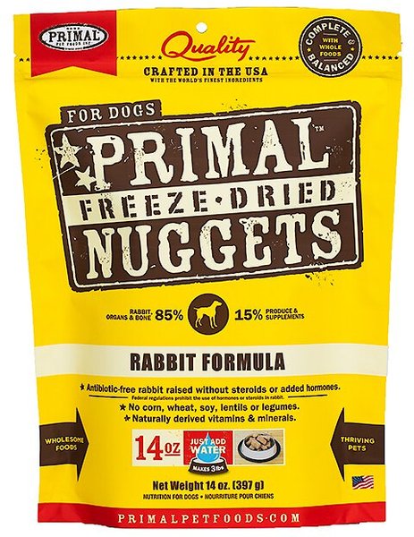 Primal Rabbit Formula Nuggets Grain-Free Raw Freeze-Dried Dog Food, 14-oz slide 1 of 6