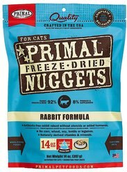 Primal Rabbit Formula Nuggets Grain-Free Raw Freeze-Dried Cat Food, 14-oz