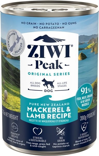 Ziwi Peak Mackerel & Lamb Recipe Canned Dog Food, 13.75-oz, case of 12 slide 1 of 8