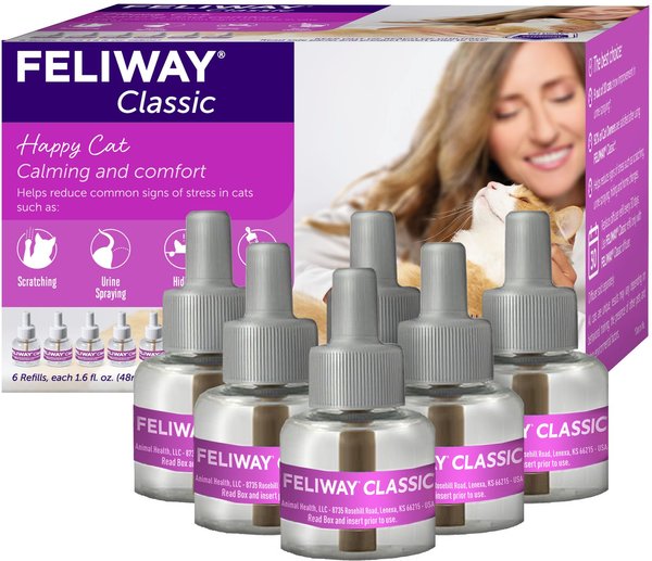 FELIWAY Classic Calming Diffuser Refill for Cats, 30 day, 6 count