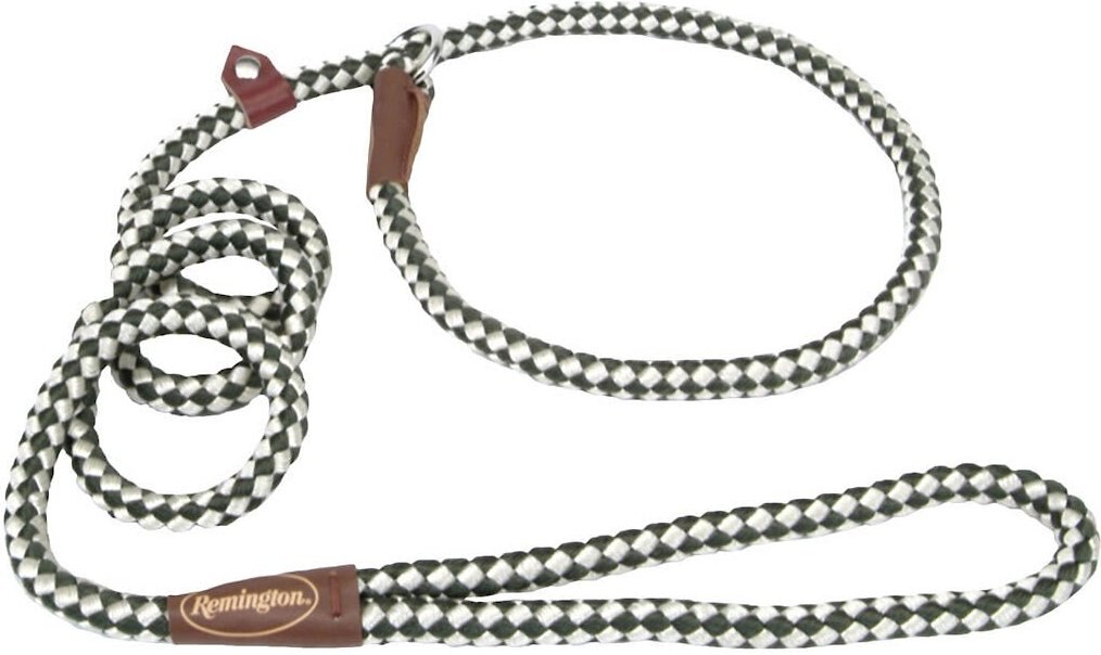 REMINGTON Rope Dog Slip Lead, Green & White, 6ft long, 1/2in wide
