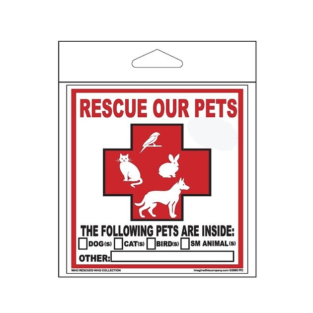Please Rescue Our Pets, in Case of Fire, Rescue Our Pets Sticker, in