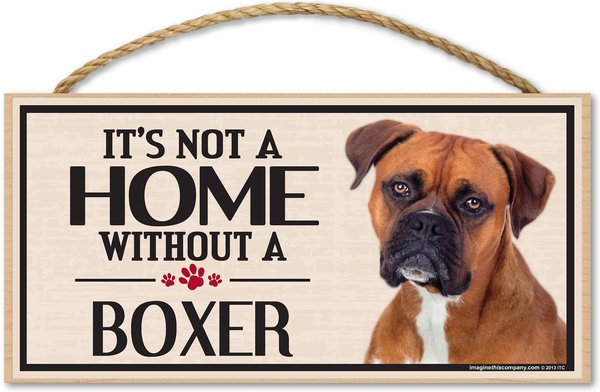 Imagine This Company "It's Not a Home Without" Wood Breed Sign, Boxer slide 1 of 5