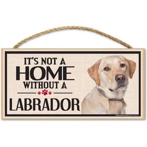 Imagine This Company "It's Not a Home Without" Wood Breed Sign, Labrador - Yellow
