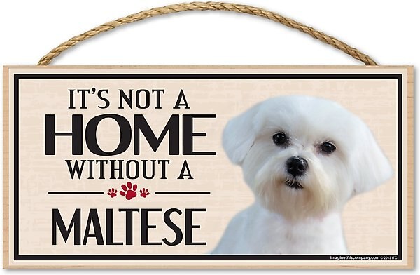 Imagine This Company "It's Not a Home Without" Wood Breed Sign, Maltese slide 1 of 5