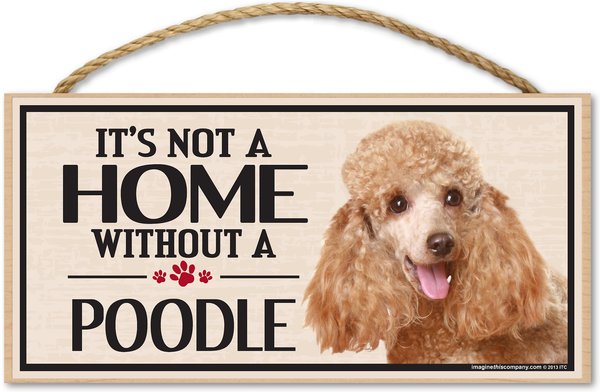 Imagine This Company "It's Not a Home Without" Wood Breed Sign, Poodle slide 1 of 5