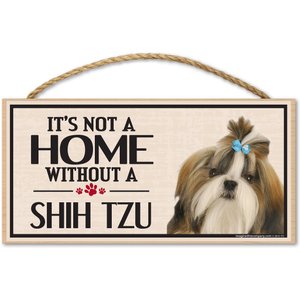 Imagine This Company "It's Not a Home Without" Wood Breed Sign, Shih Tzu