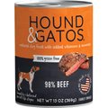 Hound & Gatos 98% Beef Grain-Free Canned Dog Food, 13-oz, case of 12