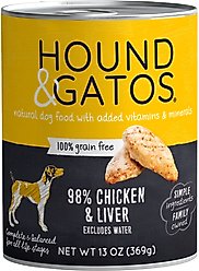 Hound & Gatos 98% Chicken & Liver Grain-Free Canned Dog Food, 13-oz, case of 12