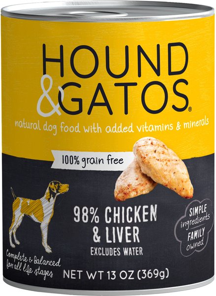 Hound & Gatos 98% Chicken & Liver Grain-Free Canned Dog Food, 13-oz, case of 12 slide 1 of 9