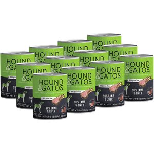 Hound & Gatos 98% Lamb & Liver Grain-Free Canned Dog Food, 13-oz, case of 12