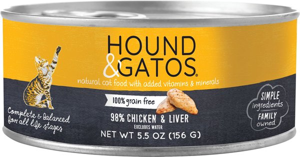 Hound & Gatos 98% Chicken & Liver Grain-Free Canned Cat Food, 5.5-oz, case of 24 slide 1 of 8