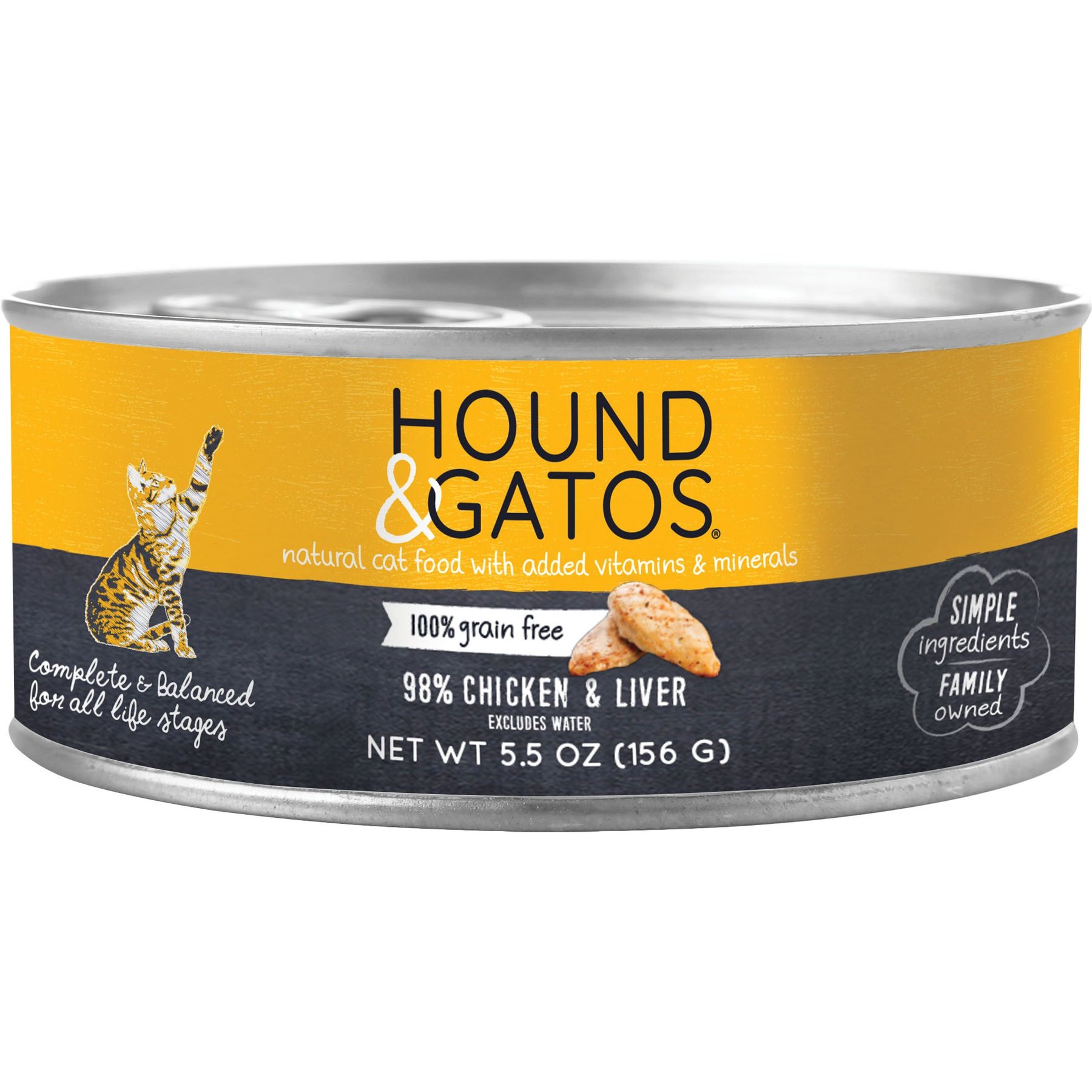 Hound Gatos 98 Chicken Liver Grain Free Canned Cat Food