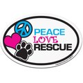 Imagine This Company "Peace, Love, Rescue" Magnet, Oval Shape
