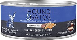 Hound & Gatos 98% Lamb, Chicken & Salmon Grain-Free Canned Cat Food, 5.5-oz, case of 24