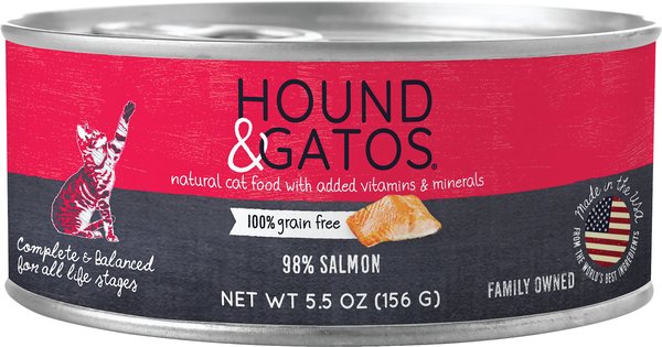 Hound & Gatos 98% Salmon Grain-Free Canned Cat Food, 5.5-oz, case of 24 slide 1 of 8