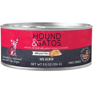 Hound & Gatos 98% Salmon Grain-Free Canned Cat Food, 5.5-oz, case of 24