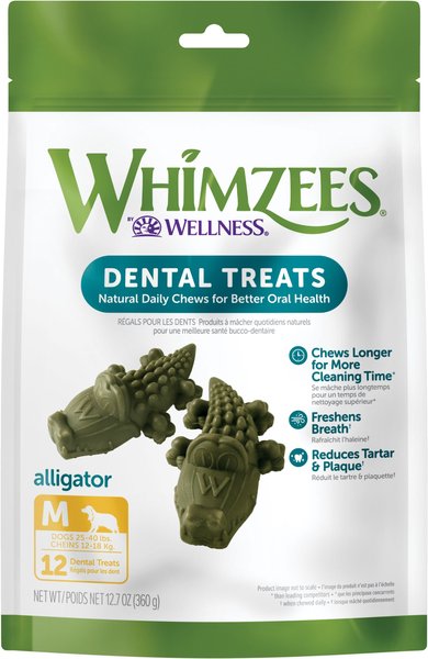 WHIMZEES Alligator Grain-Free Dental Dog Treats, Medium,12 count slide 1 of 10