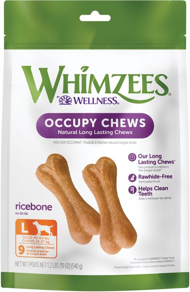 WHIMZEES by Wellness Rice Bone Dental Chews Natural Grain-Free Dental Dog Treats, Large, 9 count slide 1 of 10