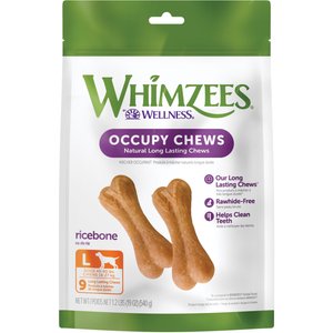 WHIMZEES by Wellness Rice Bone Dental Chews Natural Grain-Free Dental Dog Treats, Large, 9 count