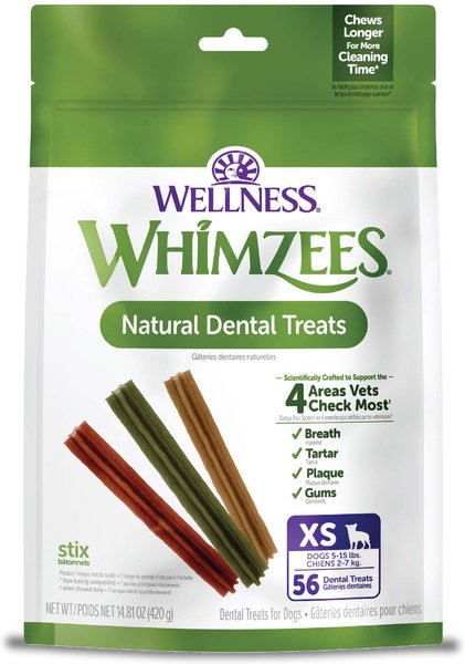 WHIMZEES by Wellness Stix Dental Chews Natural Grain Free Dental Dog Treats Extra Small 56 count Chewy