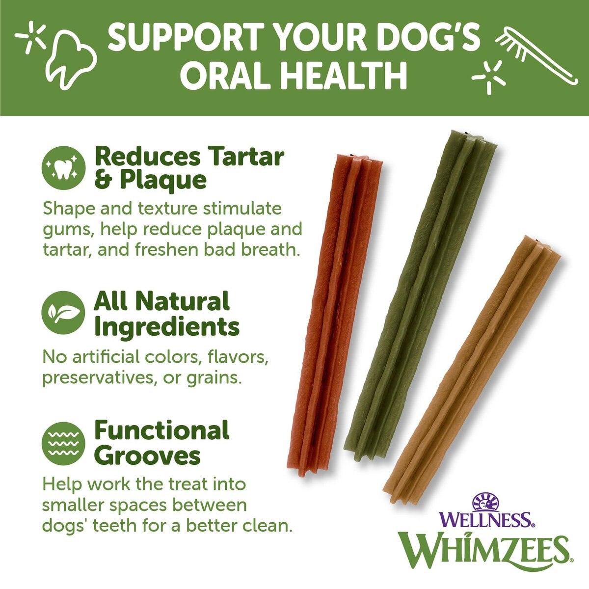 WHIMZEES by Wellness Stix Dental Chews Natural GrainFree Dental Dog