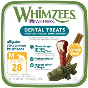 WHIMZEES Variety Pack Grain-Free Medium Dental Dog Treats, 28 count