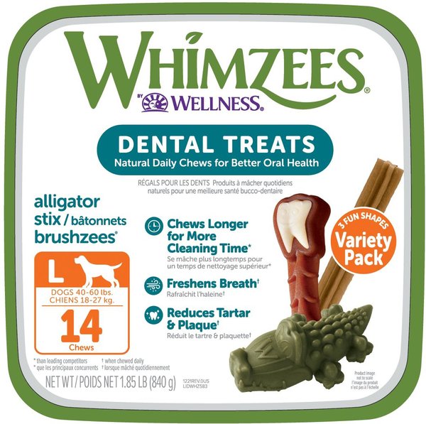 WHIMZEES by Wellness Variety Box Dental Chews Natural Grain-Free Dental Dog Treats, Large, 14 count slide 1 of 12