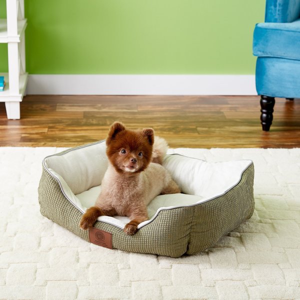 American Kennel Club AKC Box Weave Design Bolster Cat & Dog Bed, Sage slide 1 of 7