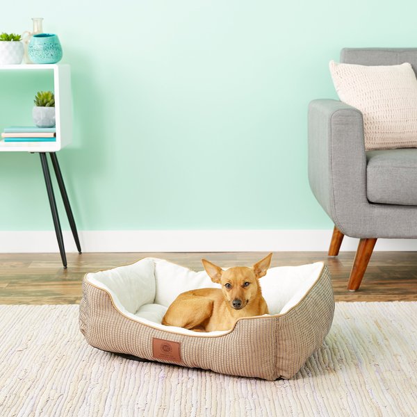 AMERICAN KENNEL CLUB AKC Burlap Bolster Cat & Dog Bed, Brown
