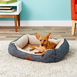 American Kennel Club AKC Circle Stitch Orthopedic Bolster Cat & Dog Bed, Gray