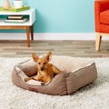 American Kennel Club AKC Circle Stitch Orthopedic Bolster Cat & Dog Bed, Taupe