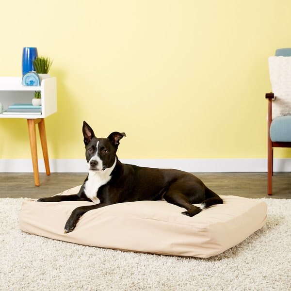 BRINDLE Soft Orthopedic Pillow Cat & Dog Bed with Removable Cover, Khaki, 34 x 22 in