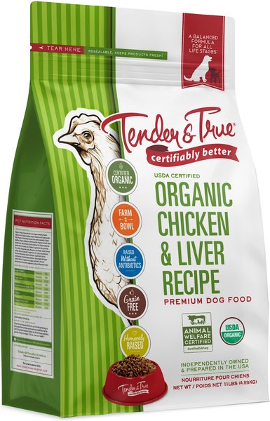 Tender & True Organic Grain-Free Chicken & Liver Recipe Dry Dog Food, 11-lb bag slide 1 of 3