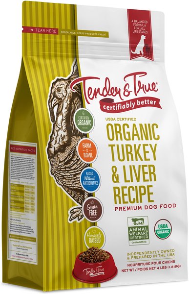 Tender & True Organic Grain-Free Turkey & Liver Recipe Dry Dog Food, 4-lb bag slide 1 of 3