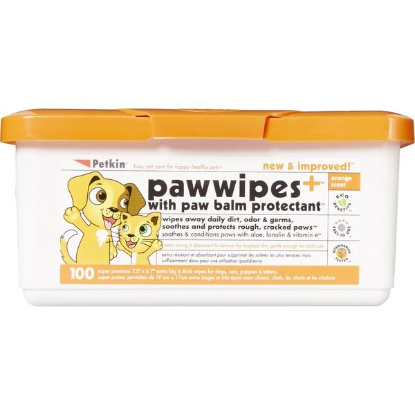 PETKIN Dog & Cat Paw Wipes, 100 count