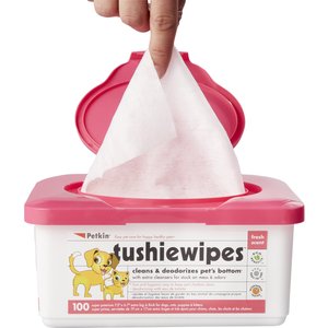 Petkin Dog & Cat Tushie Wipes, 100 count