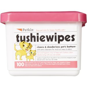 Petkin Dog & Cat Tushie Wipes, 100 count