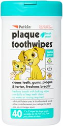 Petkin Plaque Toothwipes Fresh Mint Flavor Dog & Cat Dental Wipes, 40 count slide 1 of 2