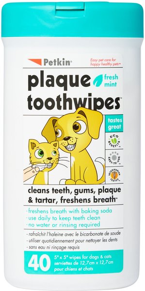 Petkin Plaque Toothwipes Fresh Mint Flavor Dog & Cat Dental Wipes, 40 count slide 1 of 3
