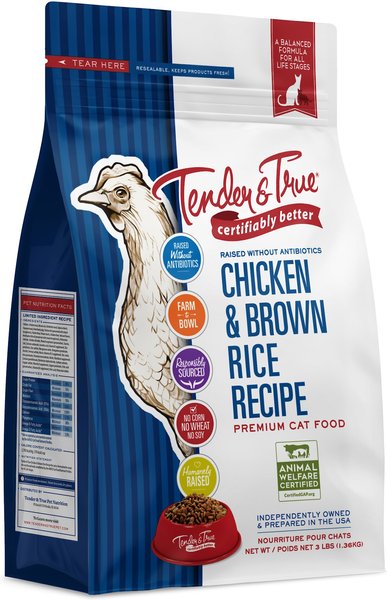 Tender & True Chicken & Brown Rice Recipe Dry Cat Food, 3-lb bag slide 1 of 3