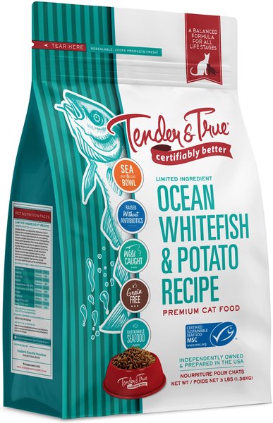 Tender & True Limited Ingredient Ocean Whitefish & Potato Recipe Grain-Free Dry Cat Food, 3-lb bag slide 1 of 3